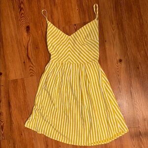 Zaful Mustard Yellow Striped Cotton Sundress